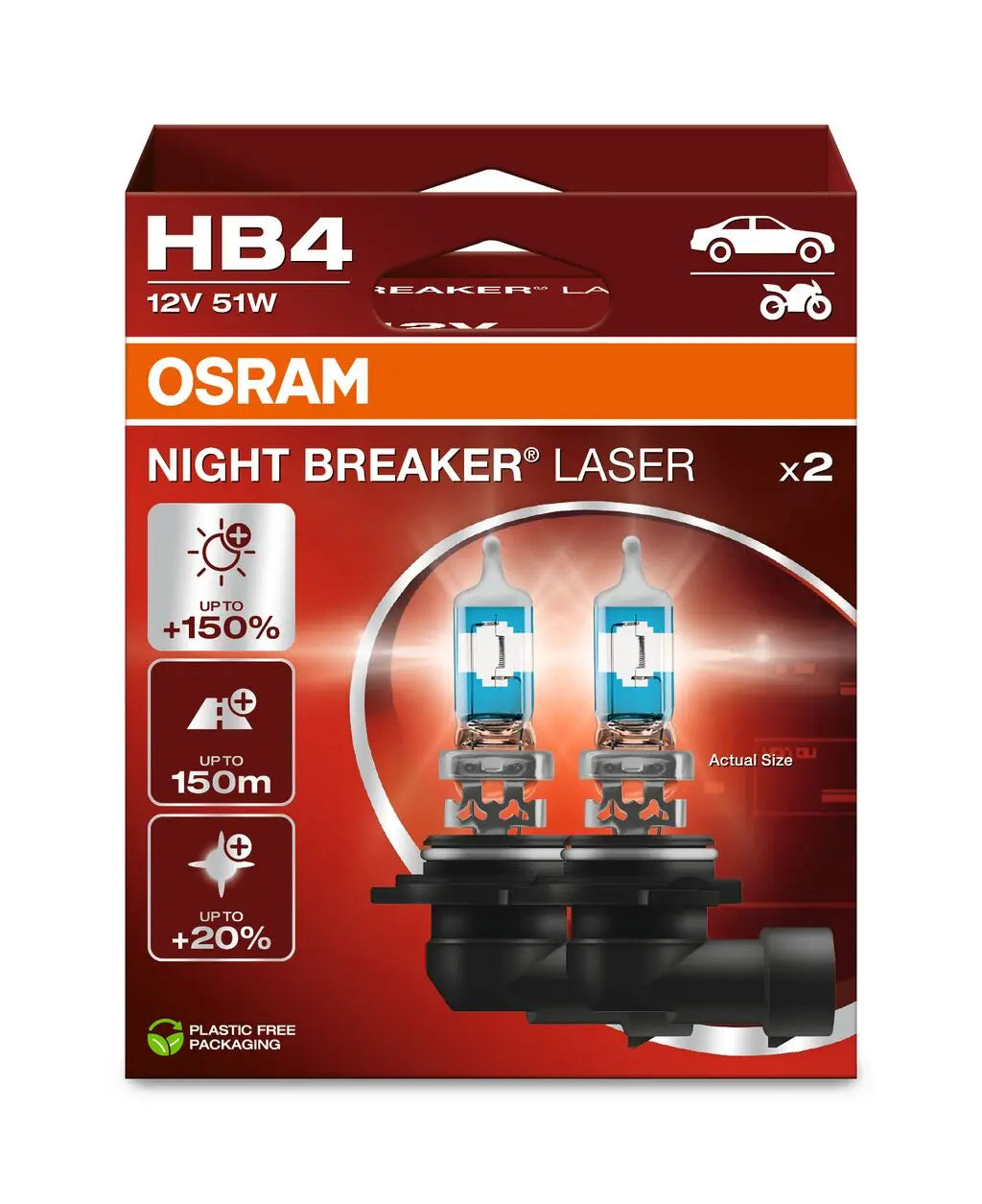 HB4 12V 51W P22d NIGHT BREAKER® LASER +150% mehr Helligkeit 2 St. OSRAM OSRAM