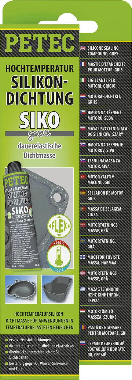 Hochtemperatur-Silikondichtung, SIKO grau - 70 ml PETEC