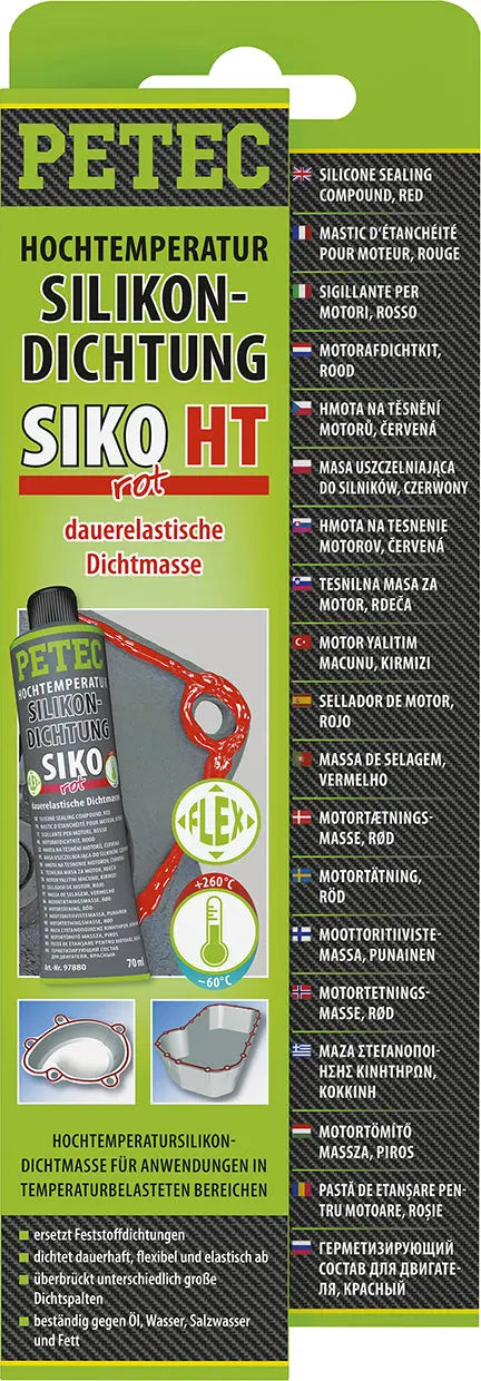 Hochtemperatur-Silikondichtung, SIKO rot - 70 ml PETEC