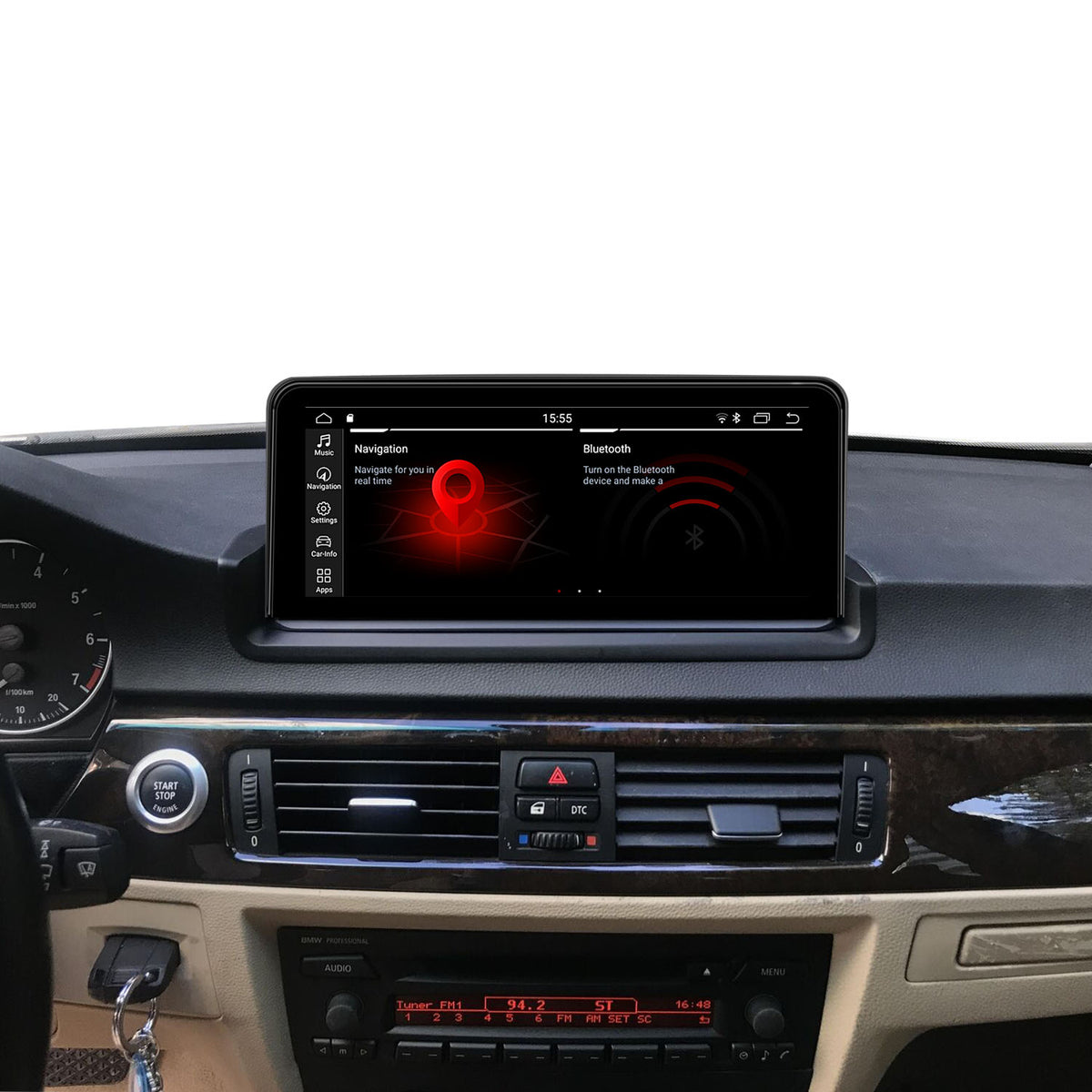 JFSound Android-Autoradio mit Navigation für BMW 3er E90/E91/E92/E93 2005-2012, 10,25-Zoll-Display, IDR – Produktansicht 2
