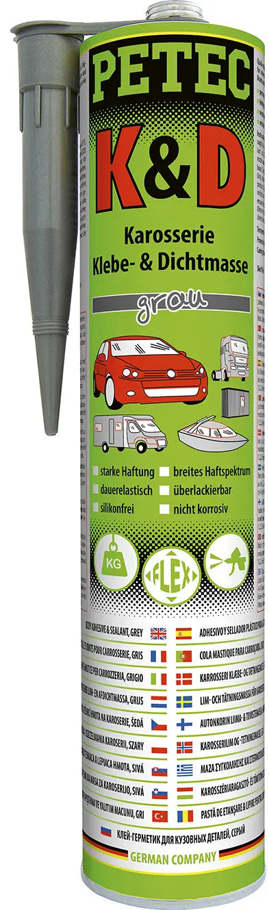 Kartusche - K&D Karosserie Klebe-&Dichtmasse grau - 310 ml PETEC