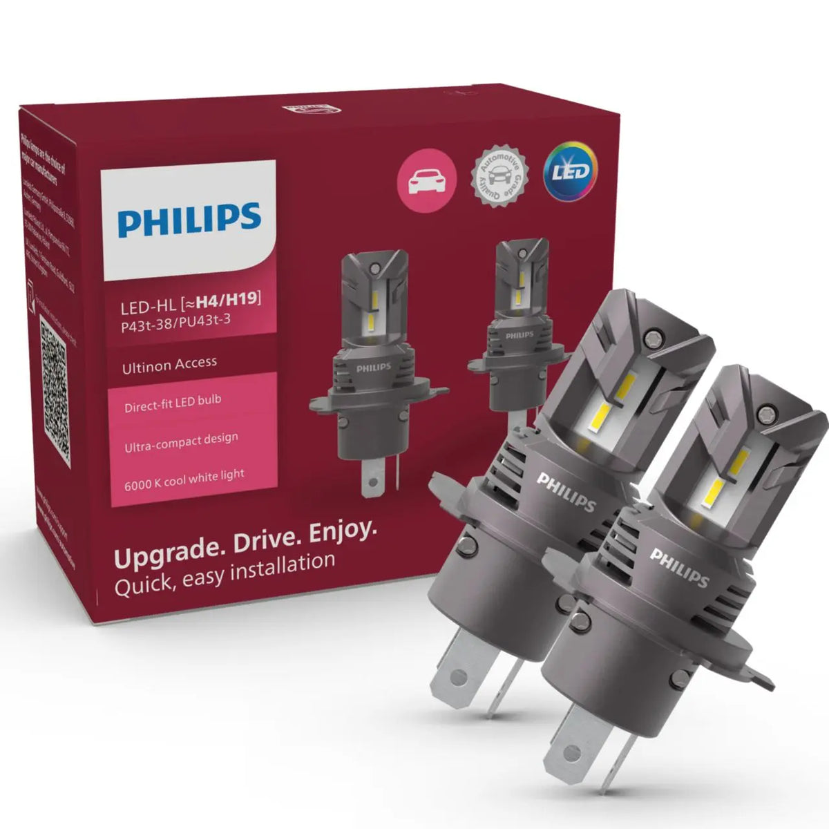 LED H4/H19 12V 20W P43t-38/PU43t-3 Ultinon Access 2500 6000K 2St.  Philips