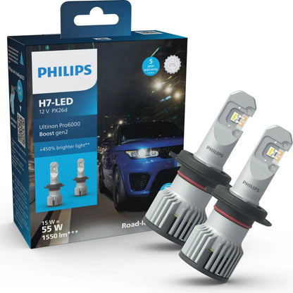 LED H7 12/24 16W Ultinon Pro6000 Boost Gen2 +450% mit Straßenzul. 2St. Philips Philips