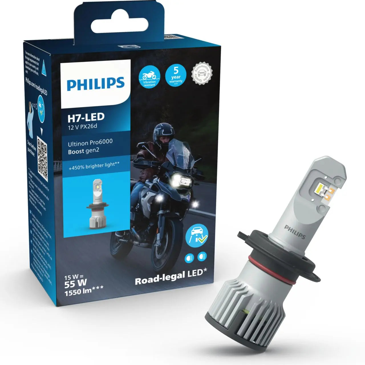 LED H7 12/24 16W Ultinon Pro6000 Boost Gen2 +450% mit Straßenzul.  Philips Philips
