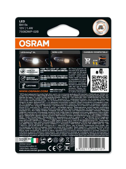 LED P21W LEDriving SL White 6000K 12V 1,8 W BA15s Blister 2 St. OSRAM