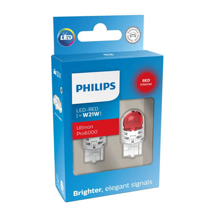 LED W21W 12V 2,3W Ultinon Pro6000 SI Red Intense  2 St. Philips