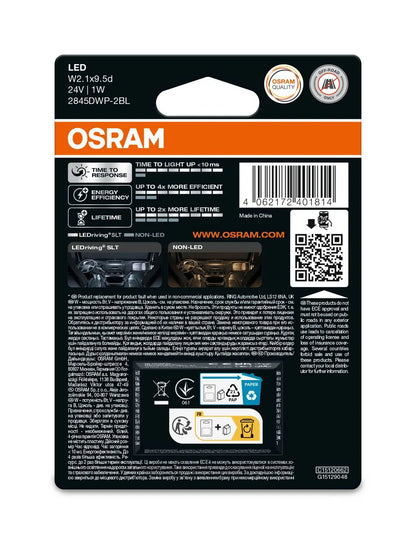 LED W5W 24V 1W W2.1x9.5d LEDriving SLT White 6000K Blister  2St. OSRAM