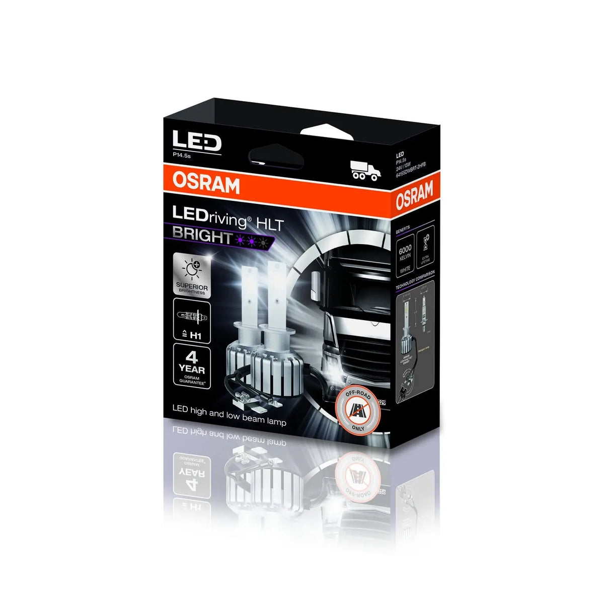 LEDriving HLT BRIGHT H1 24V 12W P14.5s 6000K White  2St. OSRAM