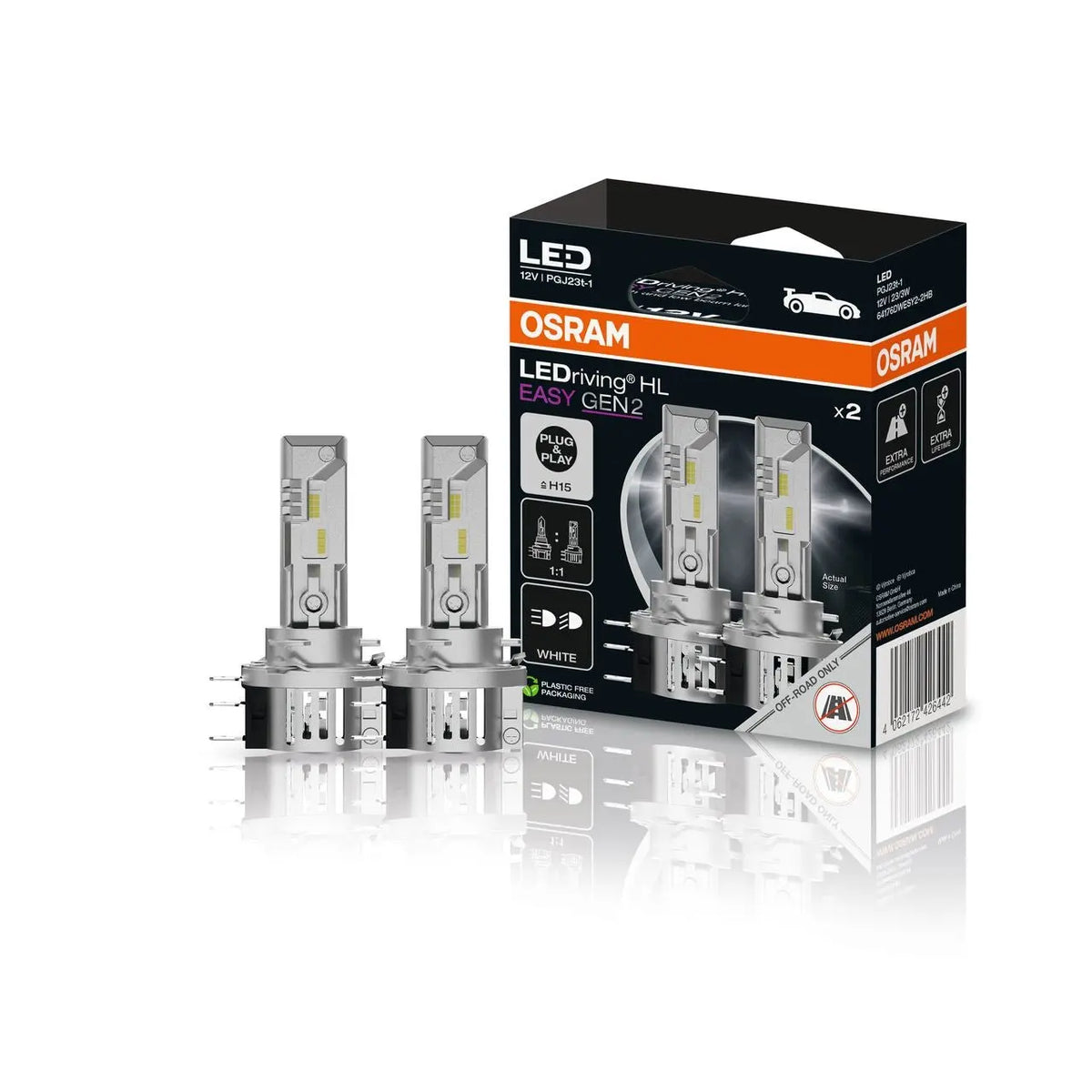 LEDriving® HL EASY Gen.2 H15 12V 23W/3W PGJ23t-1 6500K  2St. OSRAM