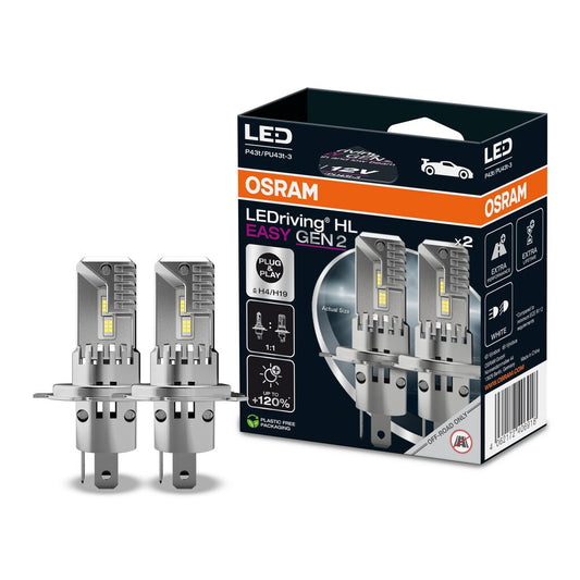 LEDriving® HL EASY H4/H19 12V 18.7W/19W P43t/PU43t-3 6500K White Gen2  2St. OSRAM