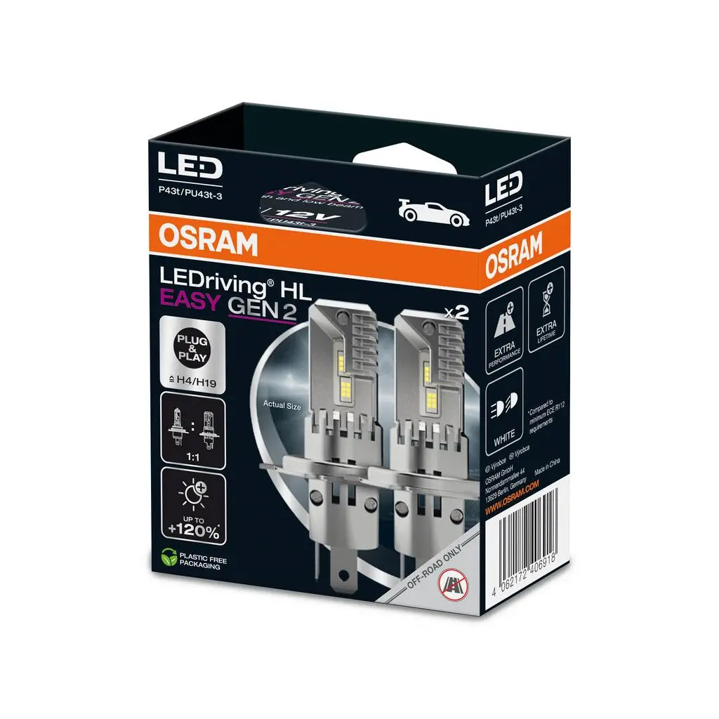 LEDriving® HL EASY H4/H19 12V 18.7W/19W P43t/PU43t-3 6500K White Gen2  2St. OSRAM OSRAM
