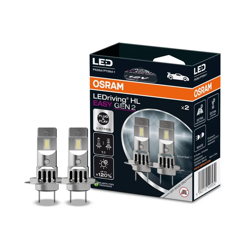 LEDriving® HL EASY H7/H18 12V 16.2W PX26d/PY26d-1 6500K White Gen2 2St. OSRAM