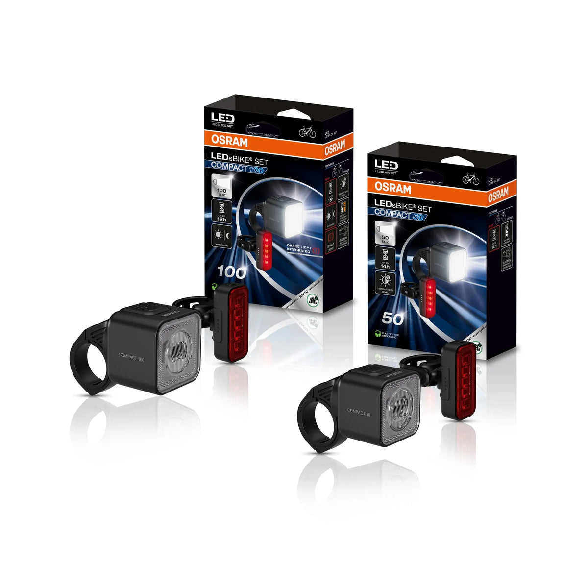 LEDsBIKE® COMPACT 100 Fahrradlicht-Set 100 Lux  OSRAM