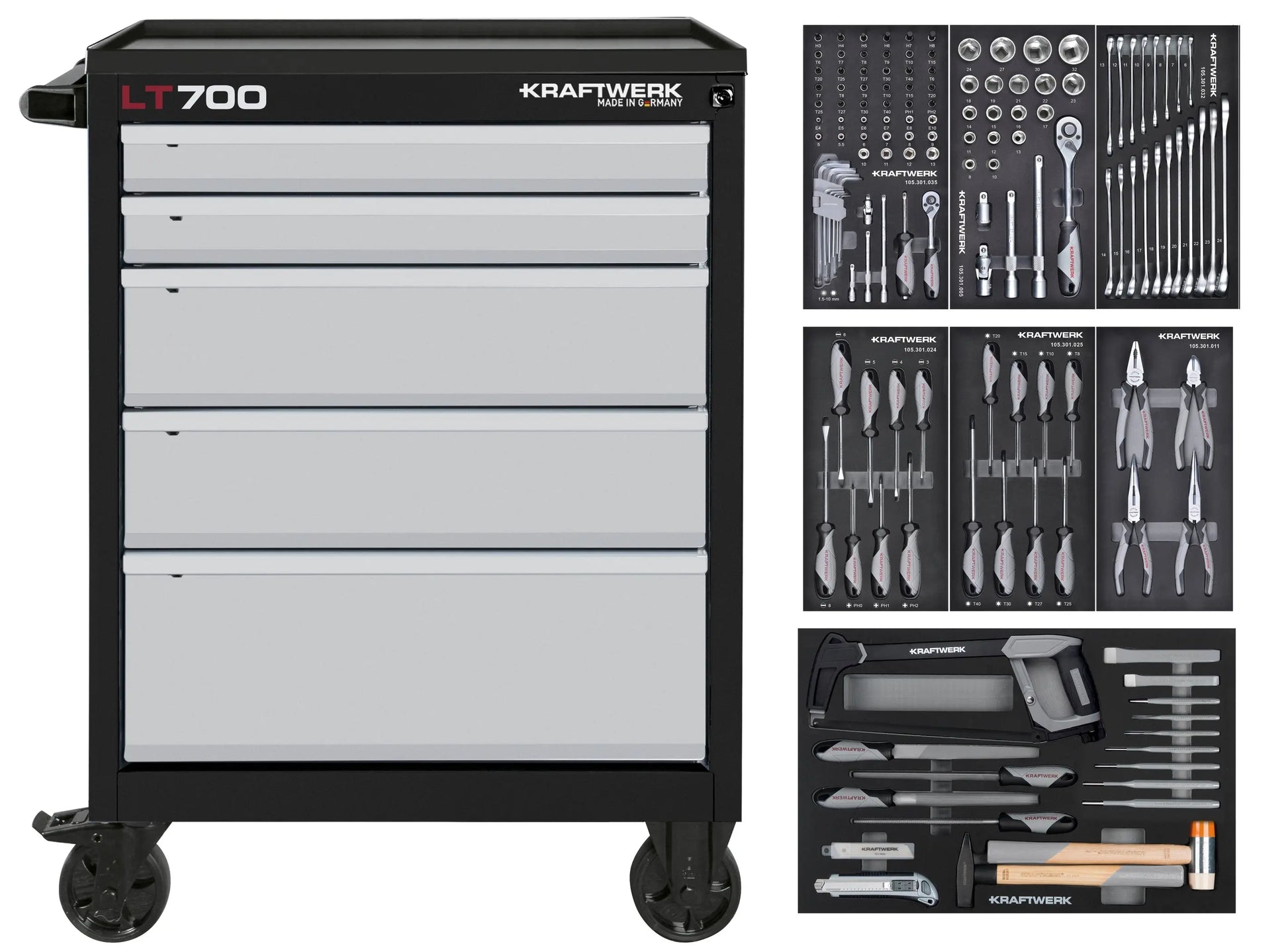LT700 WERKSTATTWAGEN, 5 SCHUBLADEN, BASIC, 150-TLG. KRAFTWERK