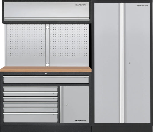 MOBILIO 2ER KOMBI BREIT, LOCHWAND, 2T HOCHSCHRANK, BUCHE KRAFTWERK
