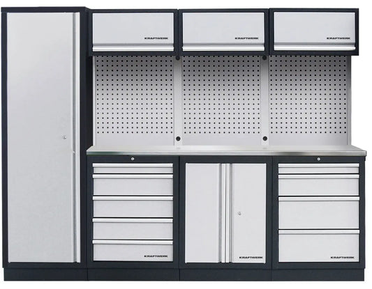 MOBILIO 4ER KOMPLETT-KOMBI MIT LOCHWAND, EDELSTAHL 430 KRAFTWERK