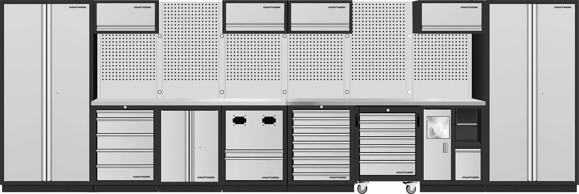 MOBILIO 8ER KOMPLETT-KOMBI MIT LOCHWAND, EDELSTAHL 430 KRAFTWERK
