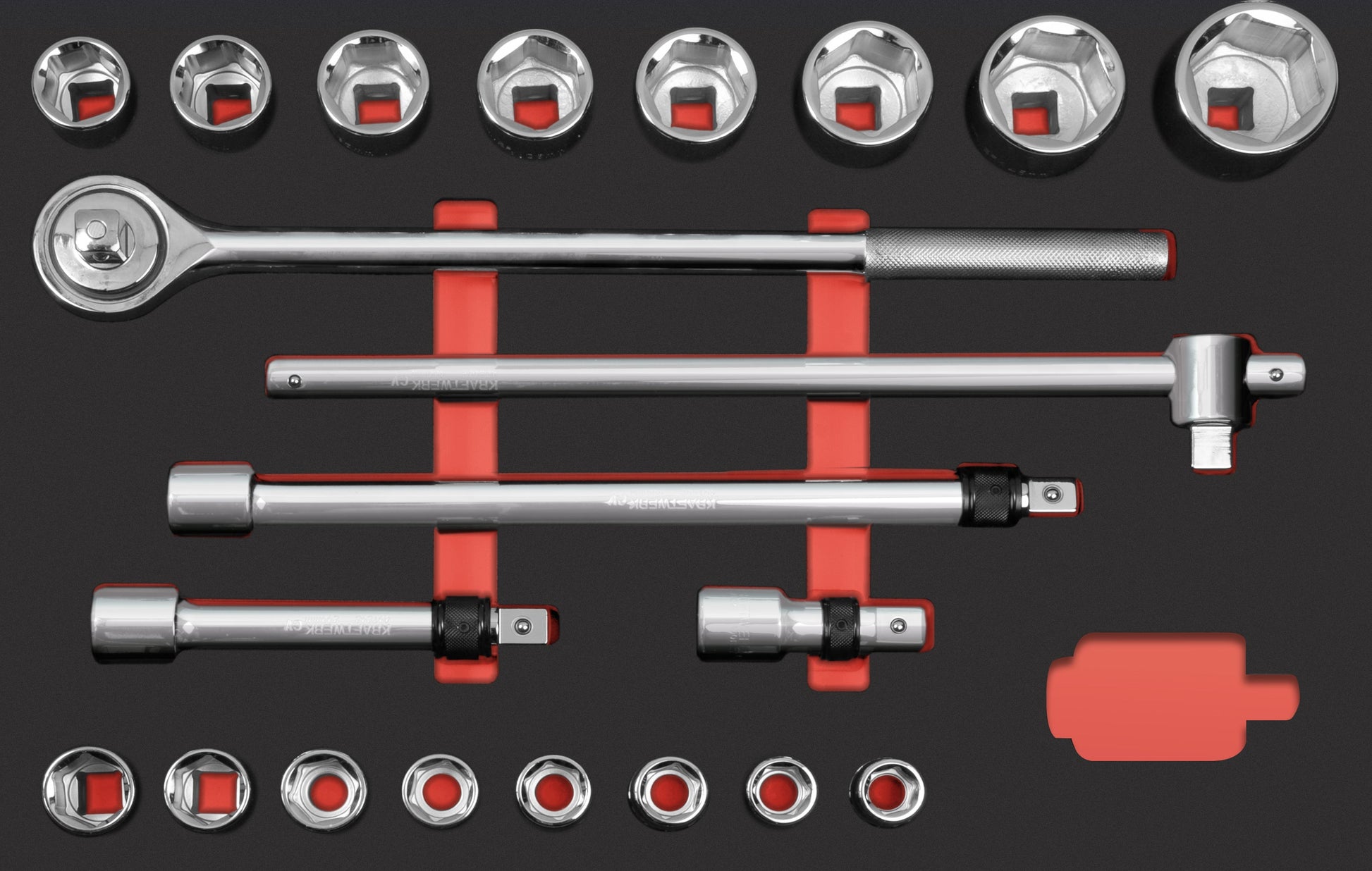 PRO LINE EVA 3/4" STECKSCHLÜSSEL-EINLAGE 60X40 CM 21-TLG. KRAFTWERK