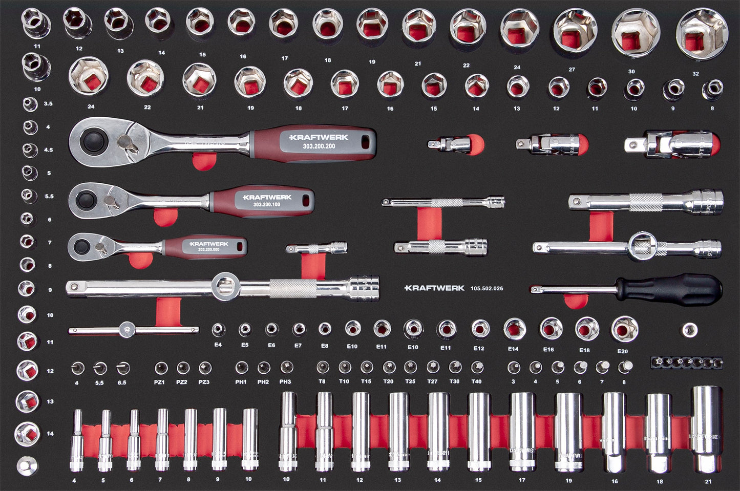 PRO LINE EVA EINLAGE 1/4"+3/8"+1/2" 60X40 125-TLG. KRAFTWERK