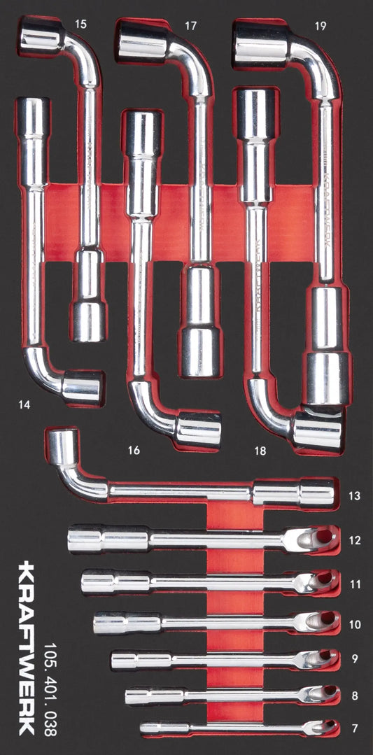 PRO LINE EVA3 PFEIFENKOPFSCHLÜSSEL 7-19 MM 20X40 13-TLG. KRAFTWERK PRO LINE
