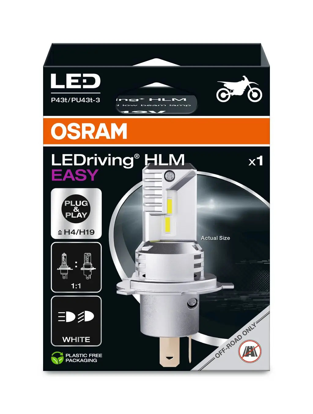 LEDriving® HLM EASY H4/H19 12V 18.7W/19W P43t/PU43t-3 6500K White  OSRAM OSRAM