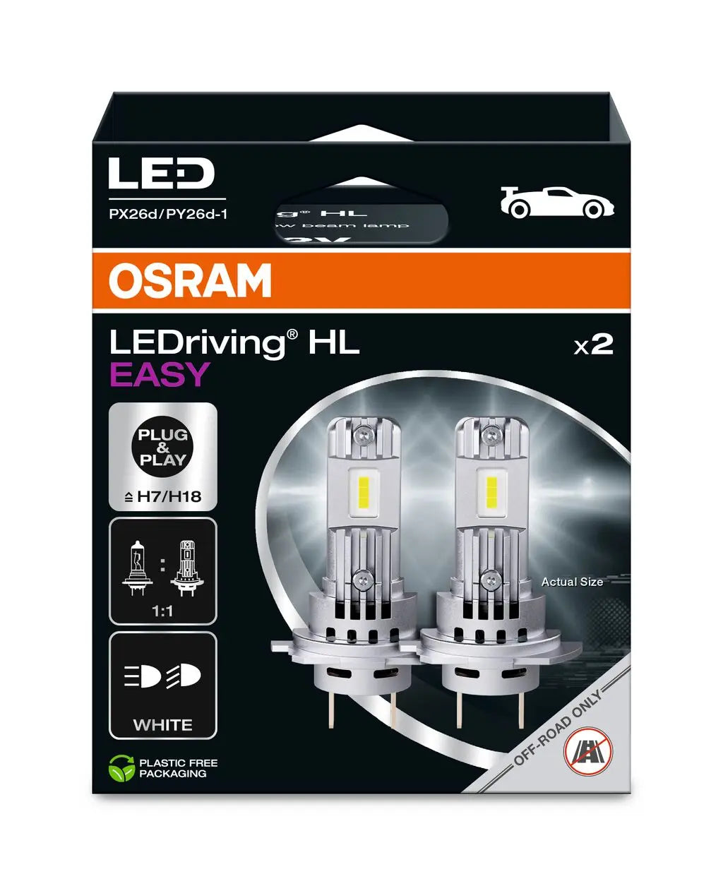 LEDriving® HL EASY H7/H18 12V 16.2W PX26d/PY26d-1 6500K White 2St. OSRAM OSRAM