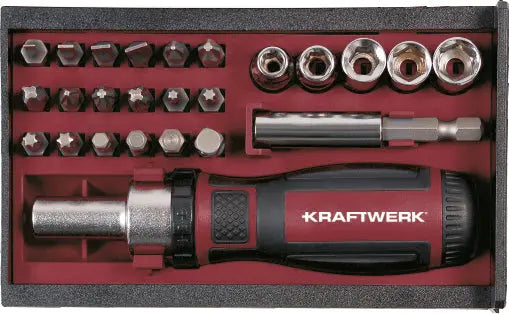 RATSCHEN-SCHRAUBENDREHER BIT BOX 1/4", 25-TLG. KRAFTWERK