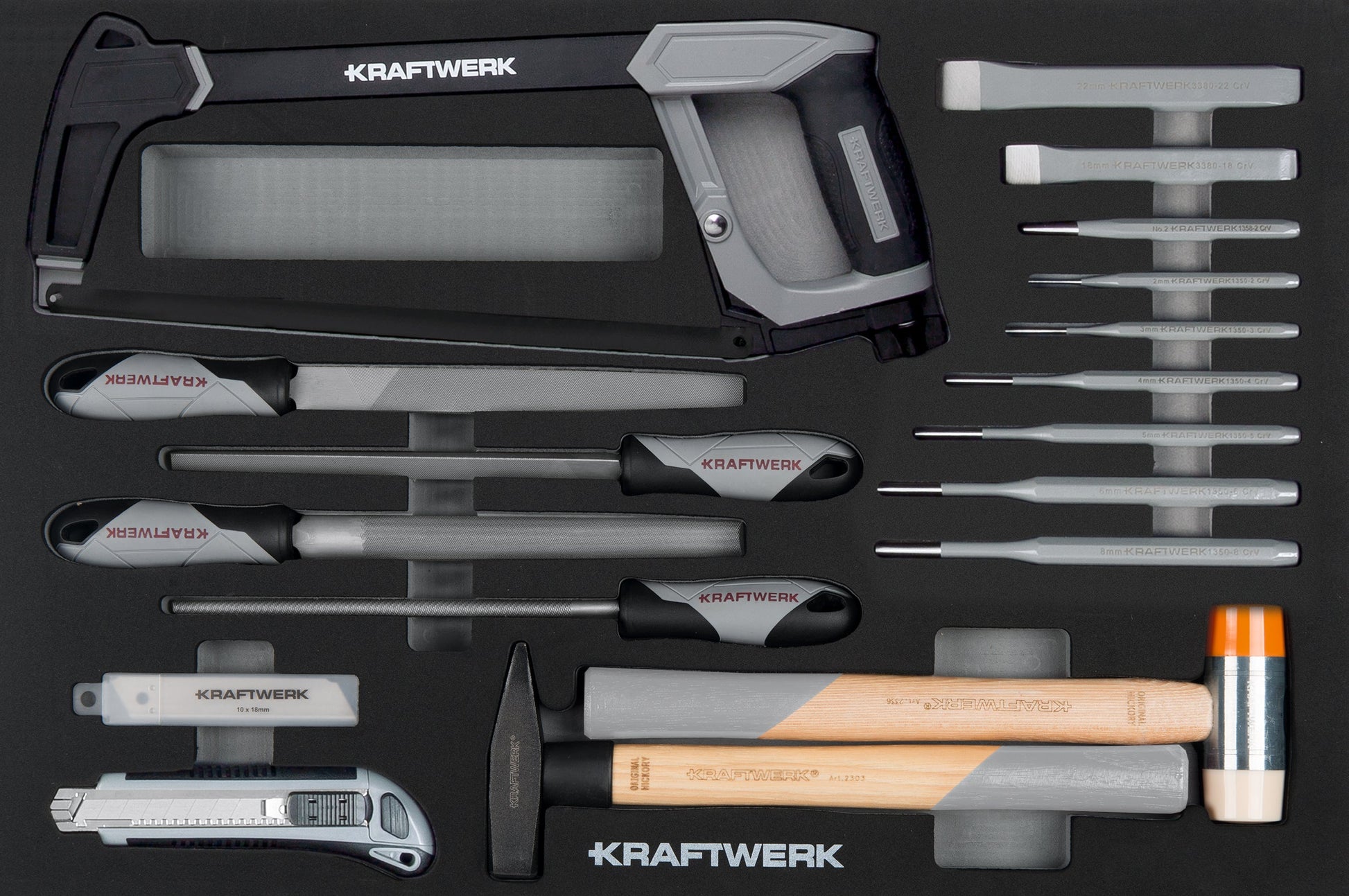 SCHLAGWERKZEUG-/SCHNEIDWERKZEUG-/FEILEN-EINLAGEN 27-TLG. KRAFTWERK BASIC LINE