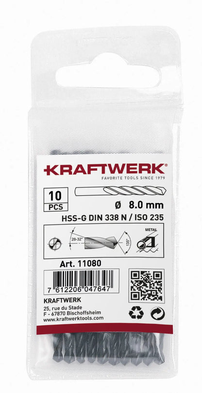 SPIRALBOHRER HSS-R DIN 338 TYP N 1.0 MM KRAFTWERK