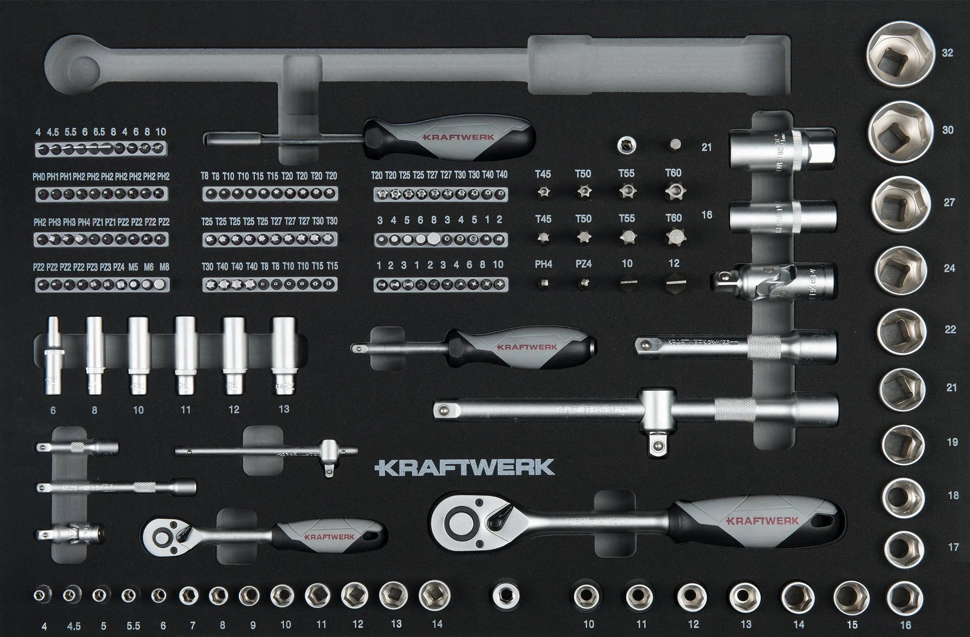 STECKSCHLÜSSEL-EINLAGE  1/4" 1/2" 164-TLG. KRAFTWERK BASIC LINE