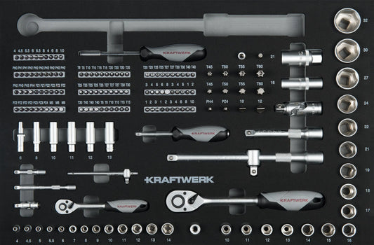 STECKSCHLÜSSEL-EINLAGE  1/4" 1/2" 164-TLG. KRAFTWERK BASIC LINE