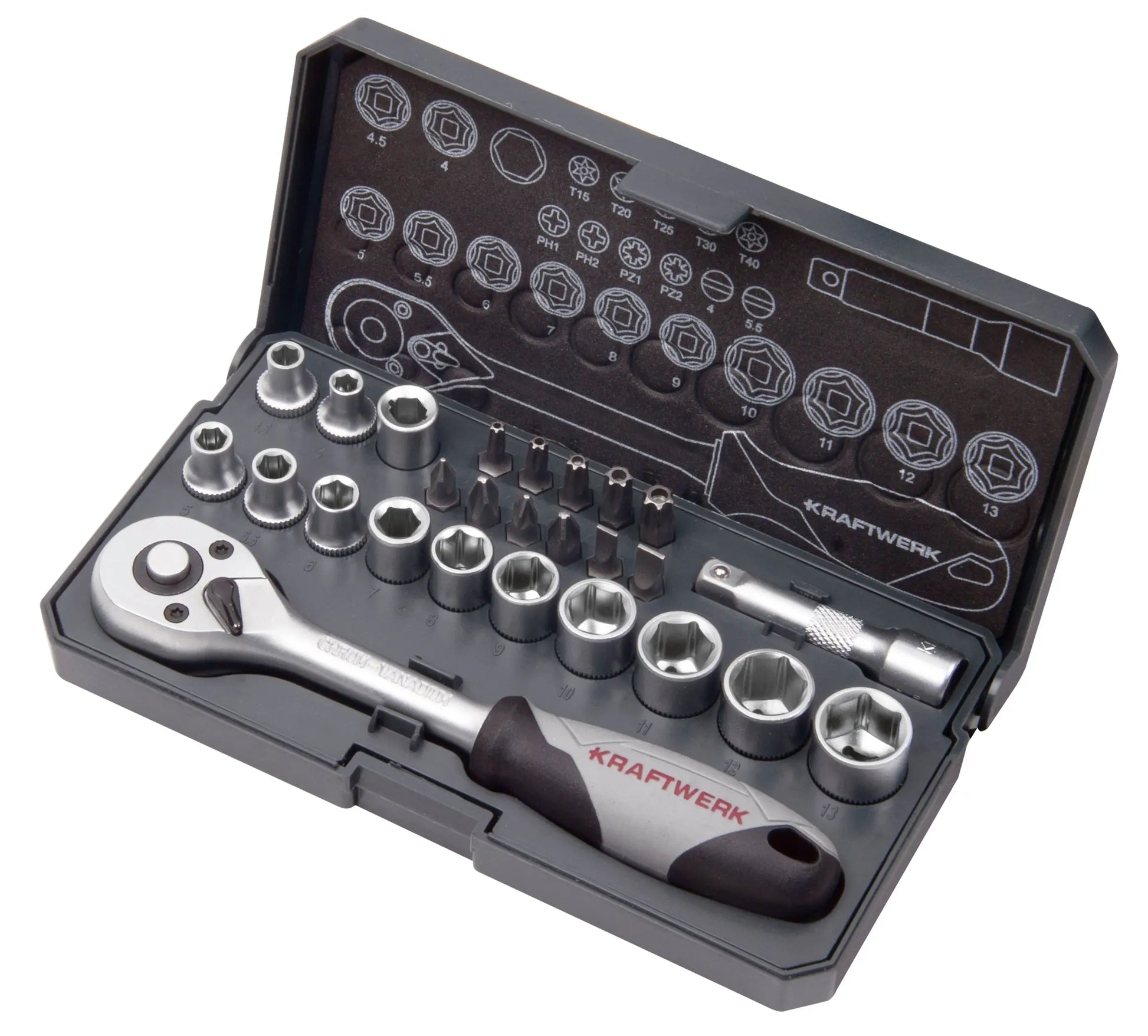 STECKSCHLÜSSEL-SATZ, BASIC, 1/4", 26-TLG. KRAFTWERK