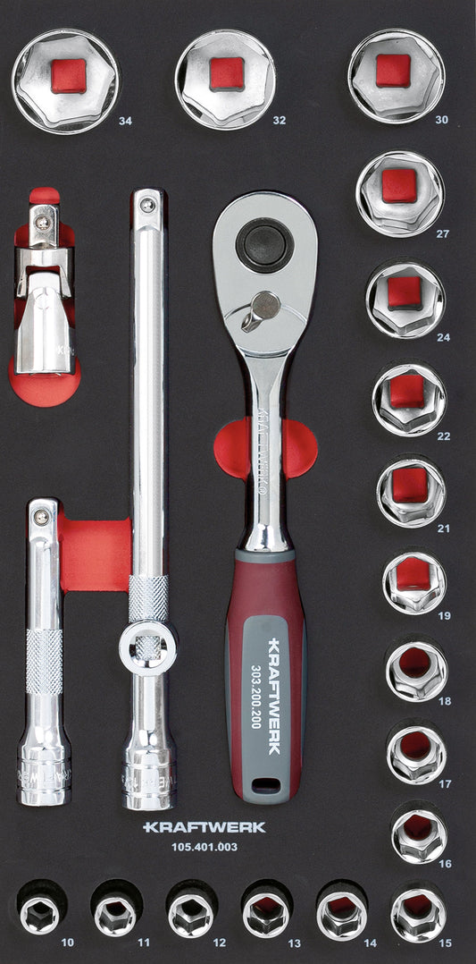 STECKSCHLÜSSELSATZ 1/2" 22-TLG. 20X40 EINLAGE KRAFTWERK PRO LINE