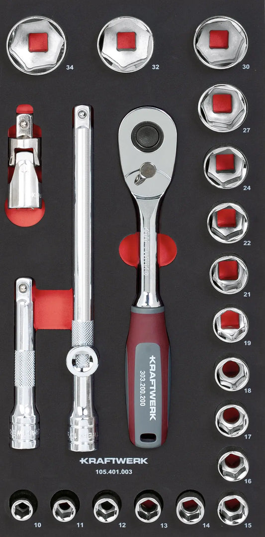 STECKSCHLÜSSELSATZ 1/2" 22-TLG. 20X40 EINLAGE KRAFTWERK PRO LINE