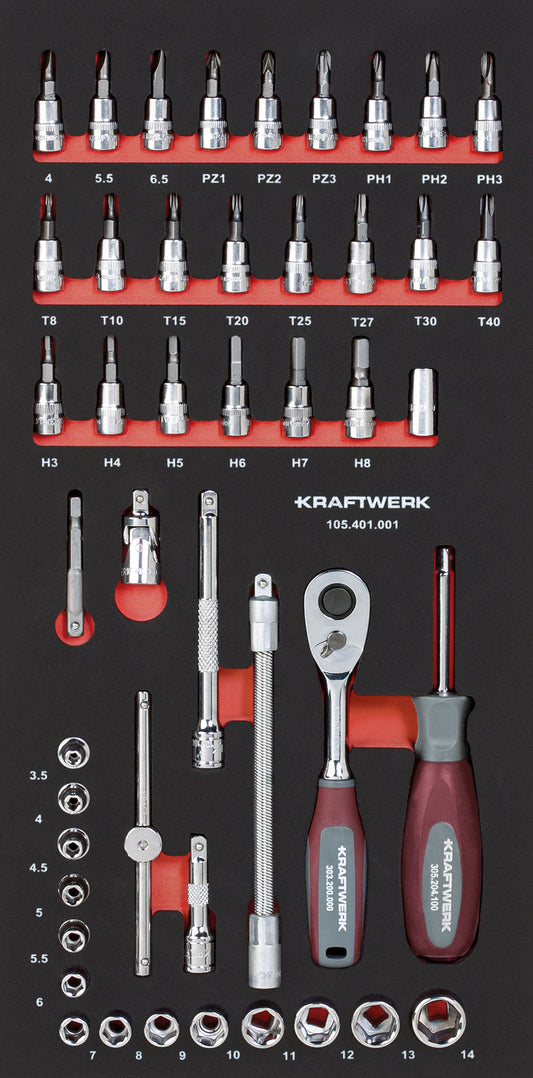 STECKSCHLÜSSELSATZ 1/4" 46-TLG. 20X40 EINLAGE KRAFTWERK PRO LINE
