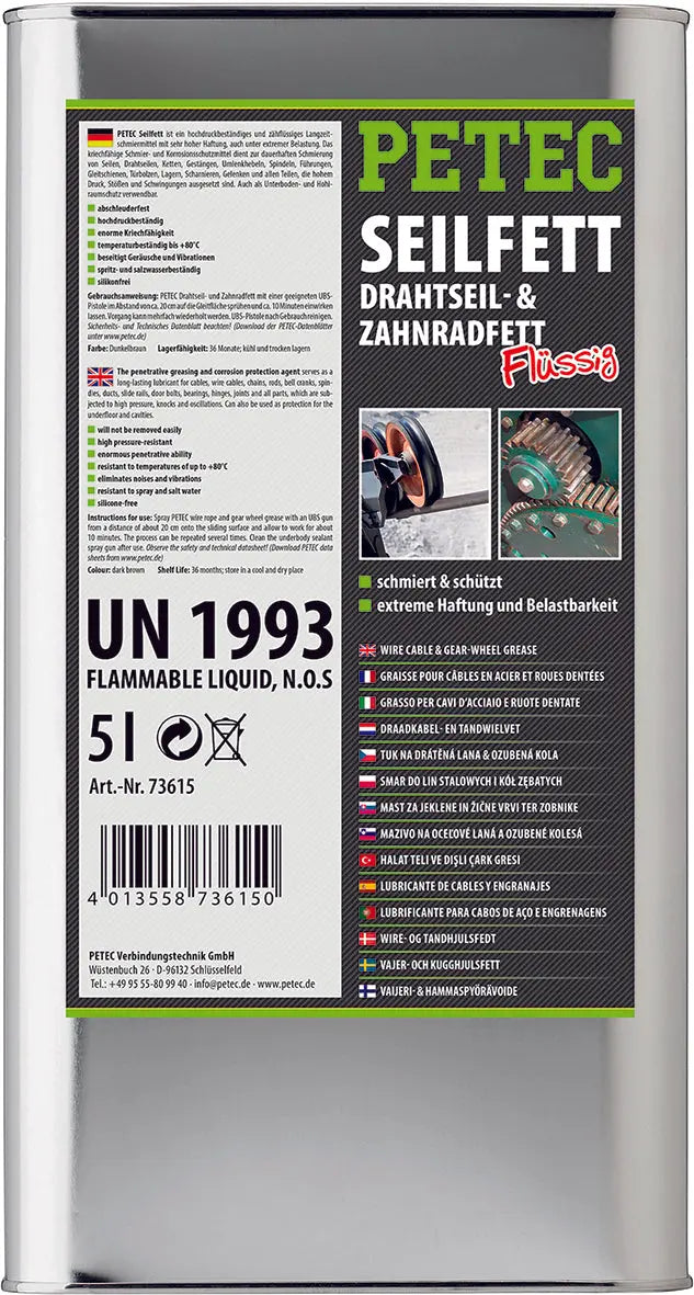Seilfett, Drahtseil- & Zahnradfett - 5L PETEC