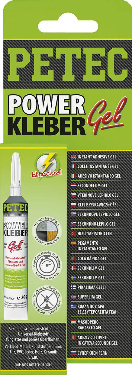 Sekundenklebstoff - POWER KLEBER GEL - 20 g Tube SB-Karte PETEC