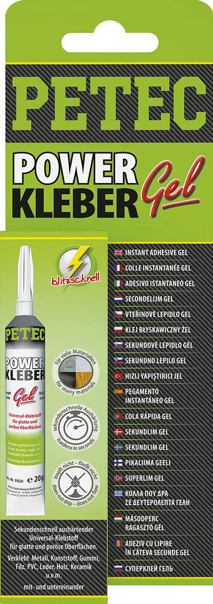 Sekundenklebstoff - POWER KLEBER GEL - 20 g Tube SB-Karte PETEC
