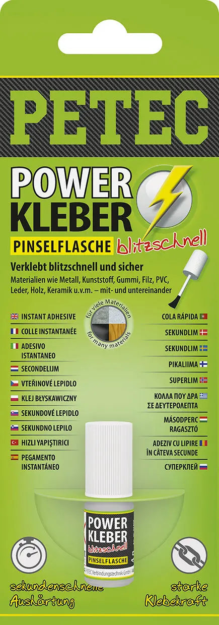 Sekundenklebstoff - POWER KLEBER Pinselflasche - 4 g SB-Karte PETEC