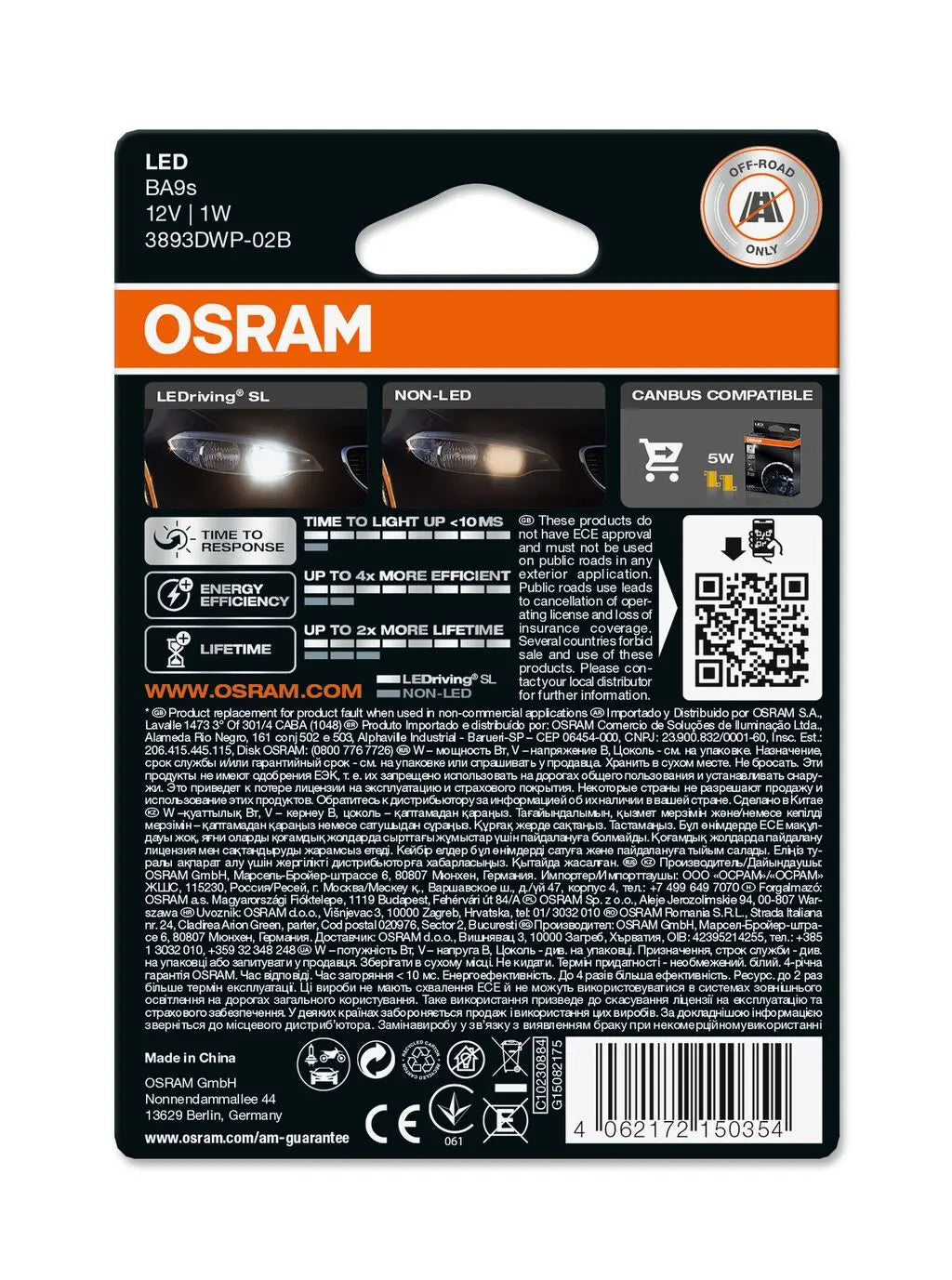 T4W LEDriving SL White 6000K 12V Blister 2 St. OSRAM OSRAM