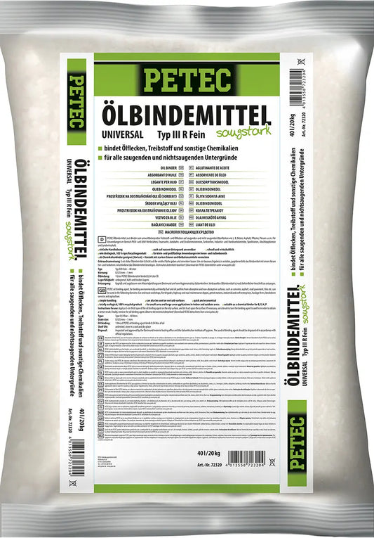 Typ III R Fein saugstark - Ölbindemittel - 40 Liter / 20 kg Sack PETEC