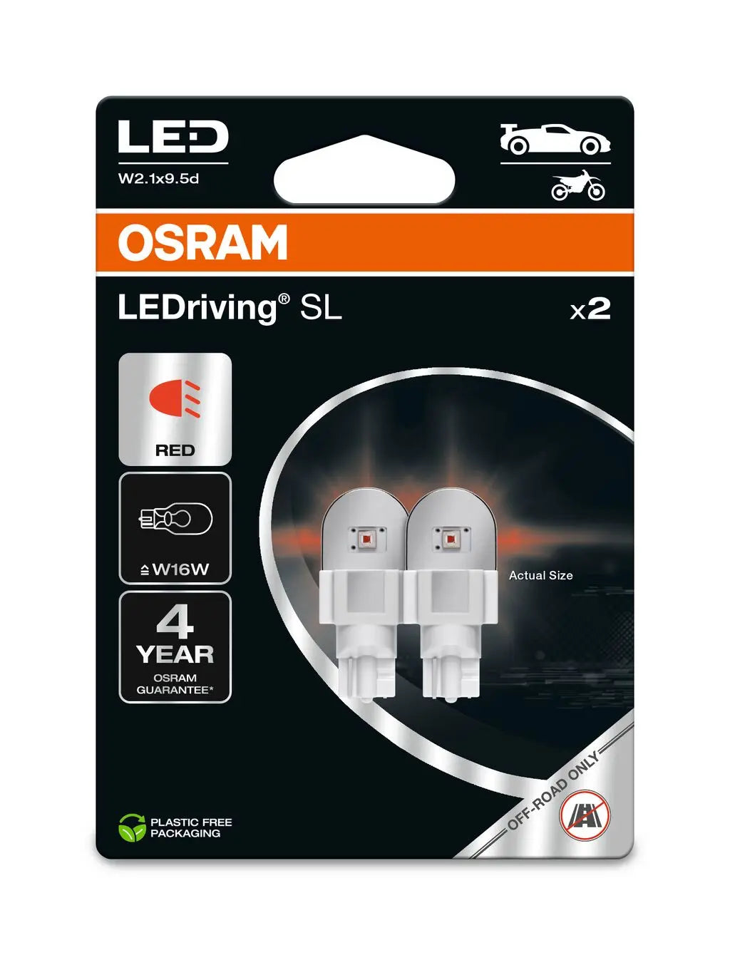 W16W LEDriving SL Red Red 12V Blister 2 St. OSRAM