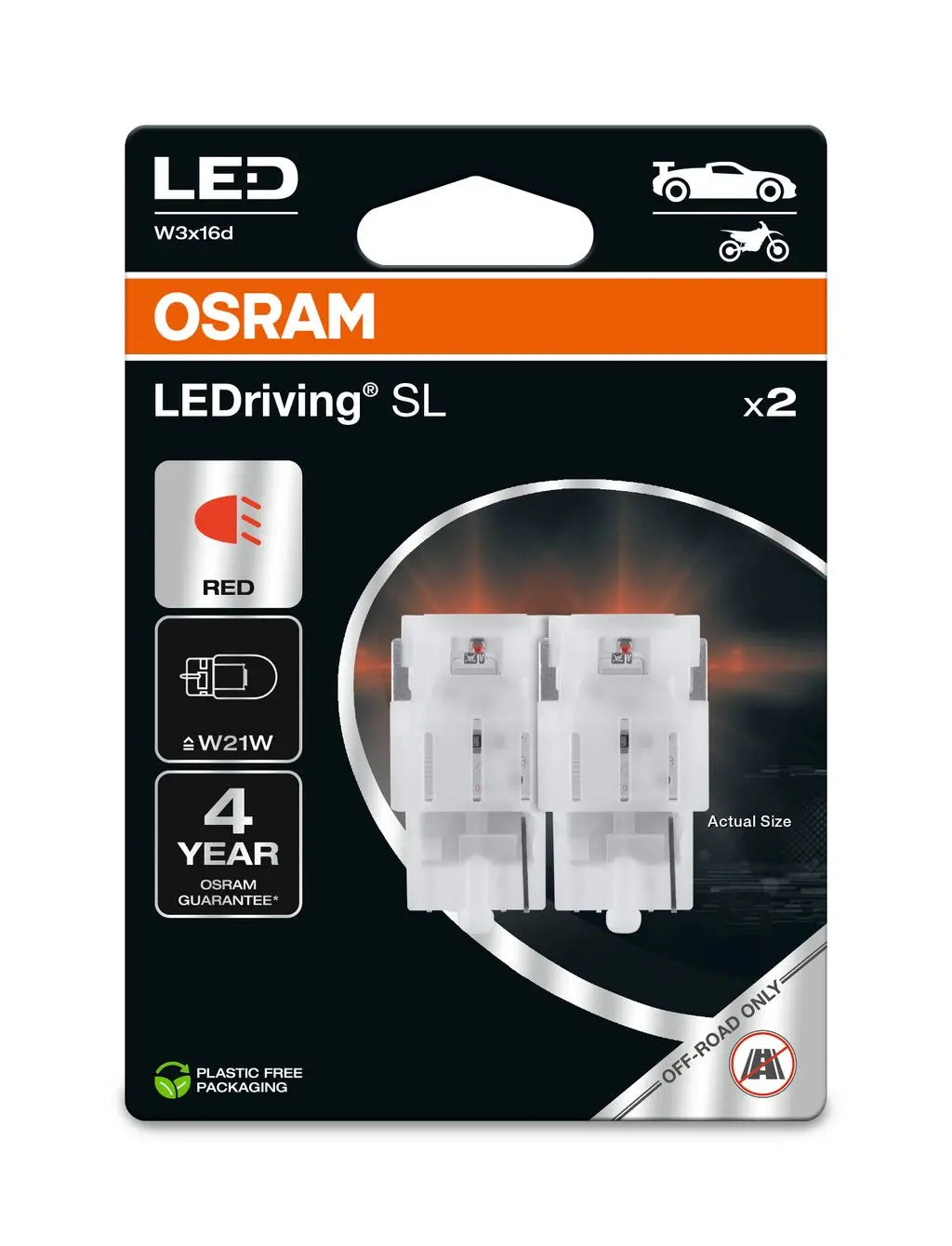 W21W LEDriving SL Red 12V Blister 2 St. OSRAM