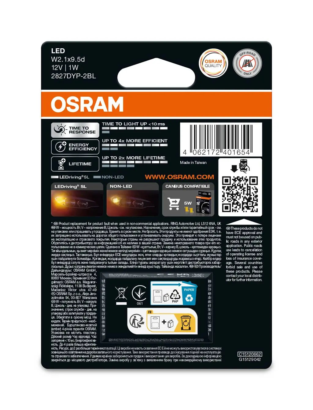 W5W LEDriving SL Amber 12V Blister 2 St. OSRAM
