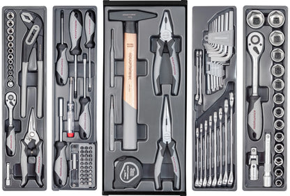 WERKZEUGKISTE BESTÜCKT BASIC LINE, 1/4" + 1/2", 106-TLG KRAFTWERK