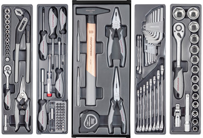 WERKZEUGKISTE BESTÜCKT BASIC LINE, 1/4" + 1/2", 106-TLG KRAFTWERK