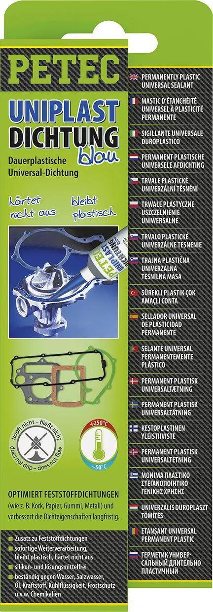 blau, dauerplastisch - Uniplastdichtung - 80 ml Tube SB-Karte PETEC