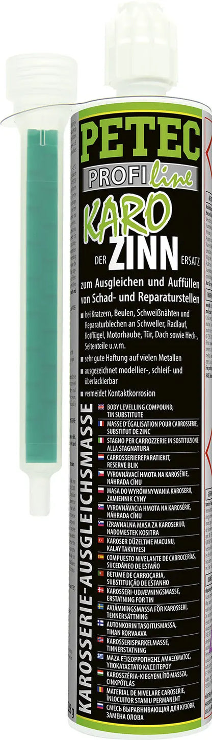 der Zinn-Ersatz; nur für gewerbliche Anwender - KaroZinn KarosserieAusgleichsmasse - 265ml Kartusche PETEC