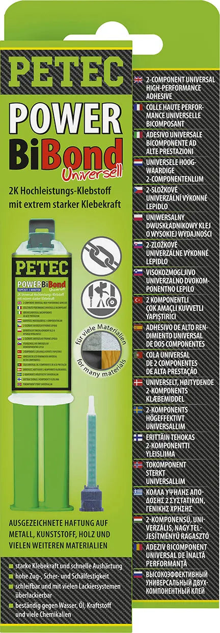 extrem starker 2K Universal-Klebstoff - POWER BiBond - 24 ml Doppelspritze SB-Karte PETEC