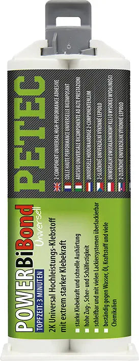 extrem starker 2K Universal-Klebstoff - POWER BiBond - 50 ml Doppelkartusche PETEC